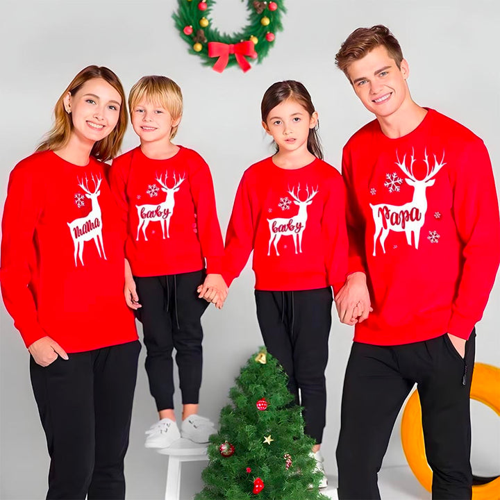 Pull De Noel Moche Pour Toute La famille Rouge / Maman-S