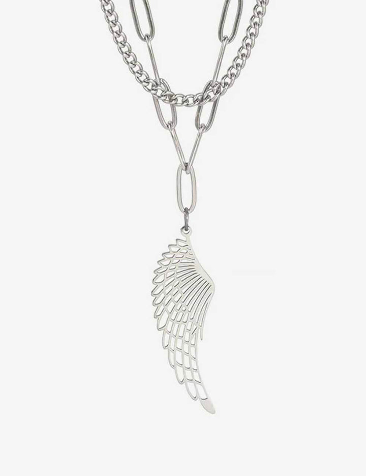 Collier De Couple Aile d'Ange (En Duo) Double Chaine Argent / 45-50cm