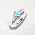 Argent / Elle-Diamond Bleu / Ajustable Bague Couple