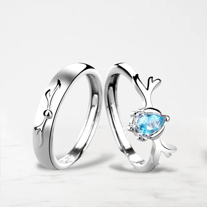 Bague Couple Cerf Argent / Ajustable