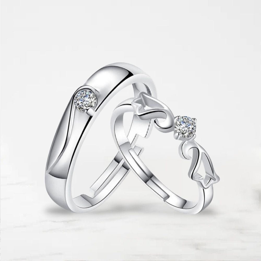 Argent / Ajustable Bague Couple