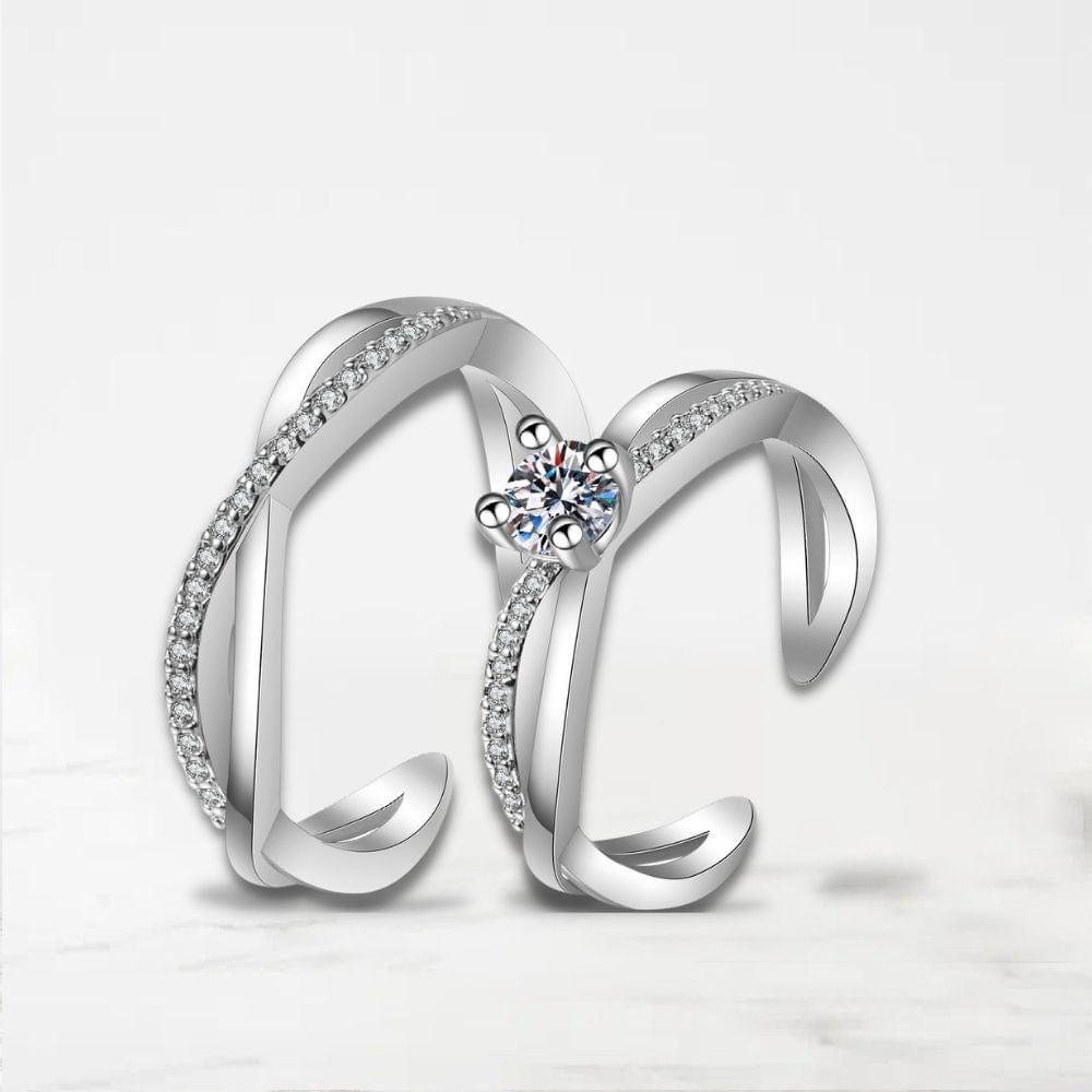 Argent / Ajustable Bague Couple