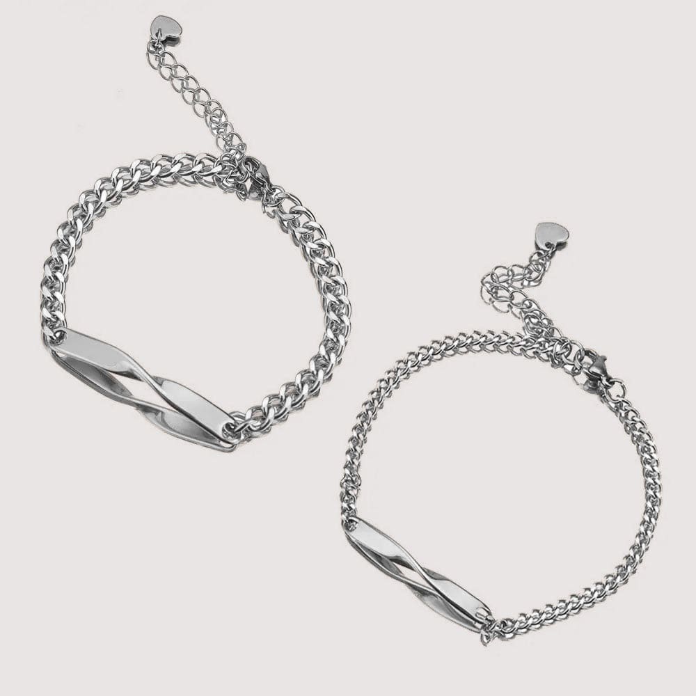 Bracelet Assorti Couple (Personnalisé) Argent