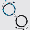 Lava-Oeil de Tigre / Ajustable Bracelet Couple