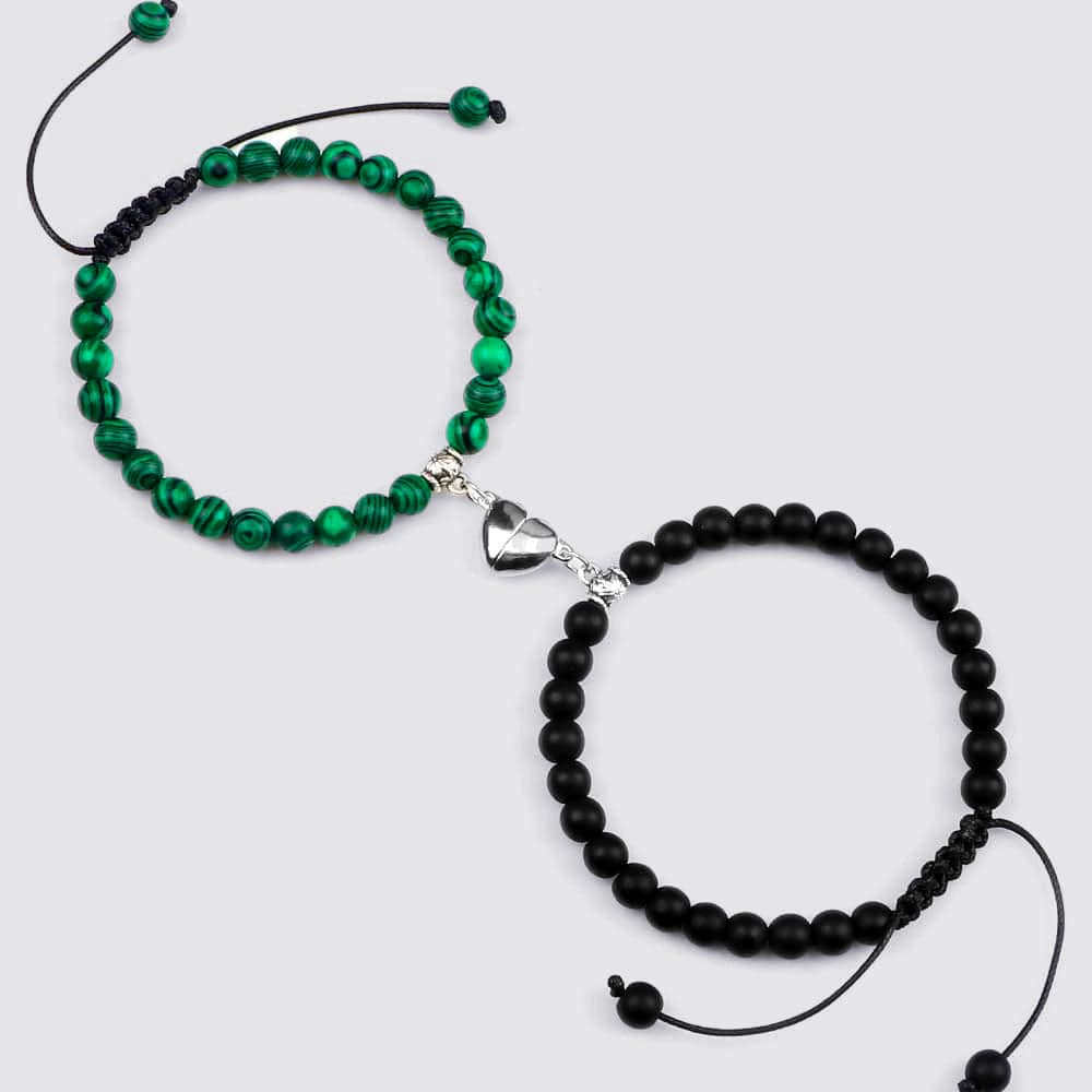 Matte-Malachite / Ajustable Bracelet Couple