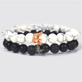 2Pcs Noir-blanc / Ajustable Bracelet Couple