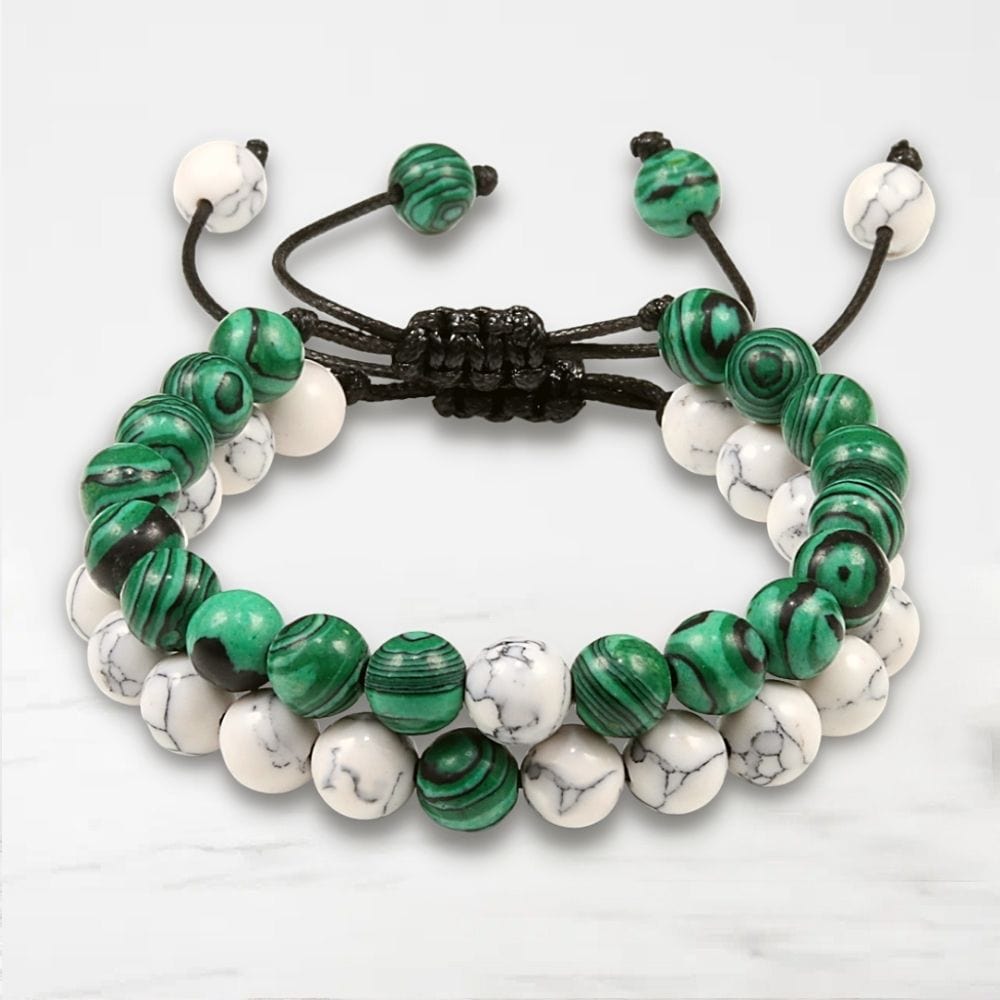 Blanc-Vert / Ajustable Bracelet Couple0