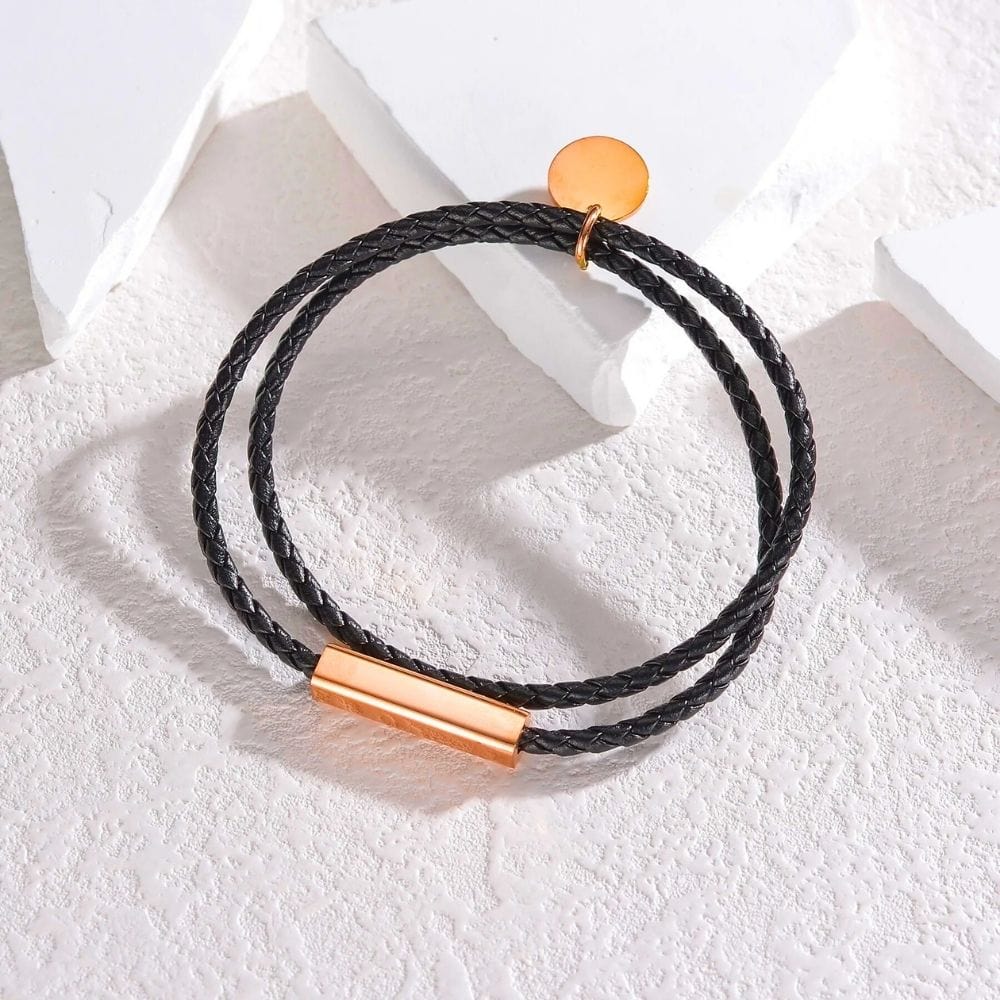 Bracelet Duo Amoureux Noir / Or Rose