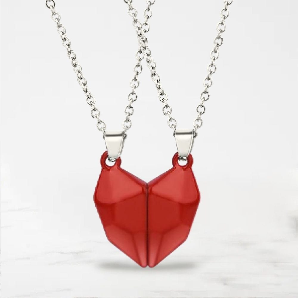 Collier Couple Coeur Rouge