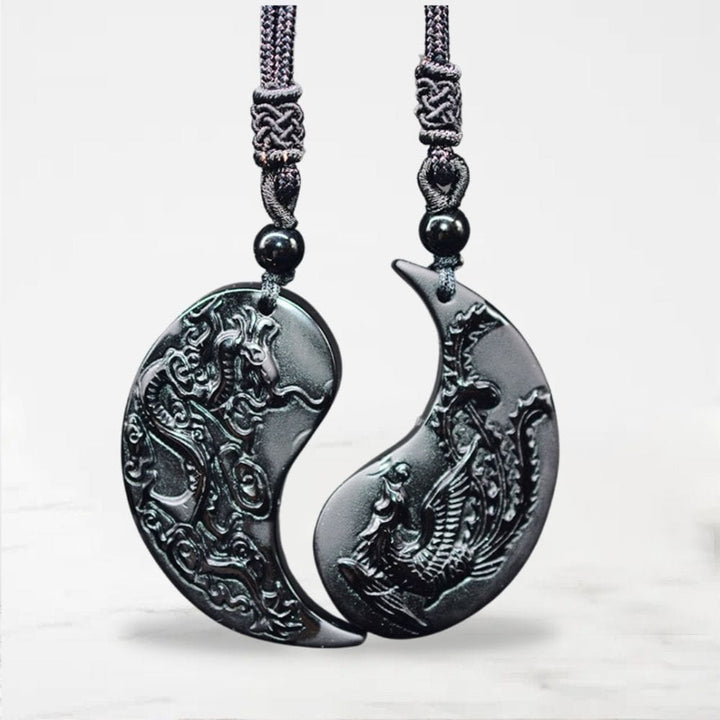 Collier Couple Yin Yang (Séparable) Noir