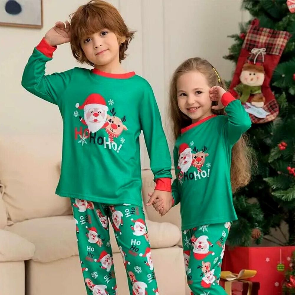 Vert / Enfant 2T Pyjamas Noel Famille