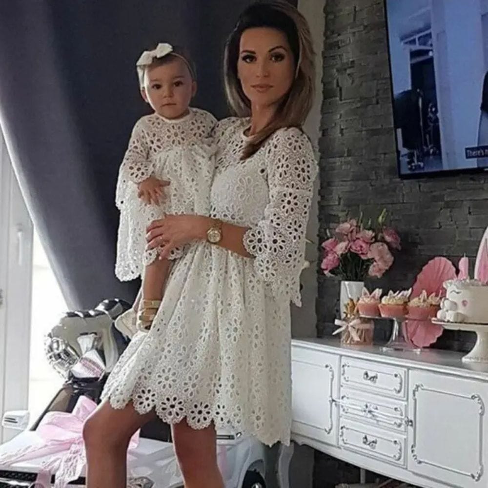 Blanc / S Robe mère fille