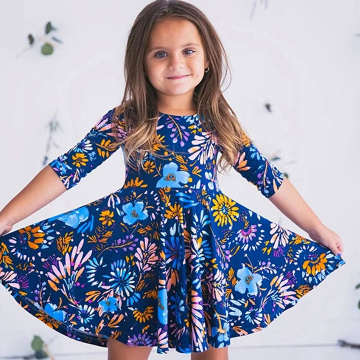 Robe Mère Fille Identique Bleue