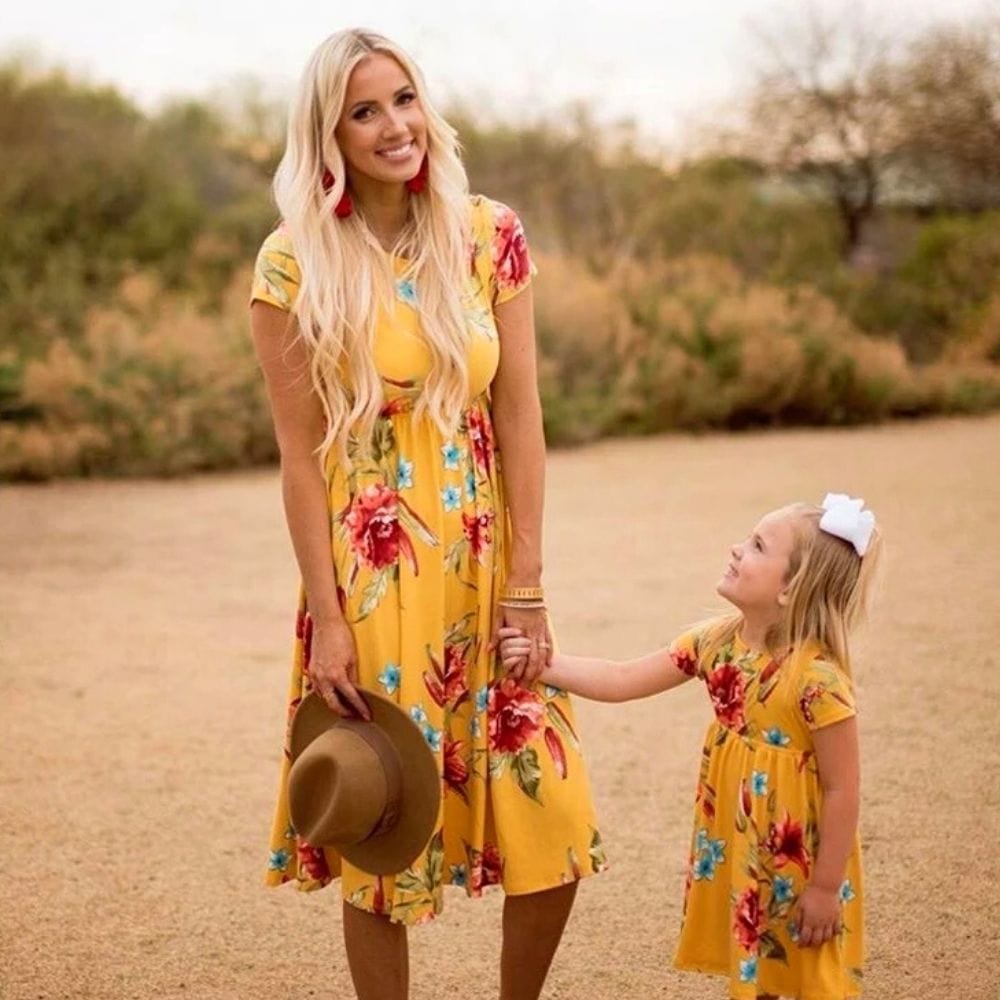 Jaune / Maman S Robe mère fille