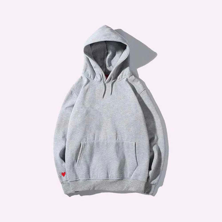 Sweat Personnalisé Brodé Couple Gris / S