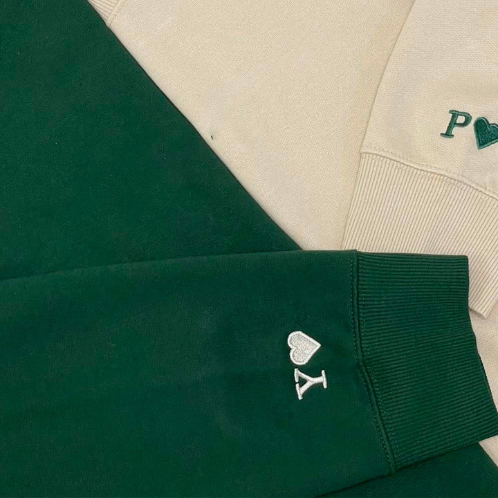 Sweat Personnalisé Brodé Couple Vert / S